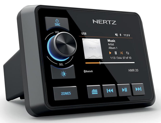 Hertz HMR20 Marine radio m/DAB/bt - 100% vanntett front IP66, 4 x 50W - Bilfreak AS