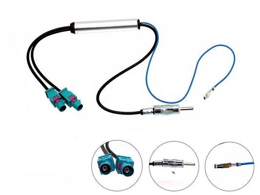 Connects2 Antenneadapter (FM) - 2 x fakra til DIN ("bred" versjon) - Bilfreak AS