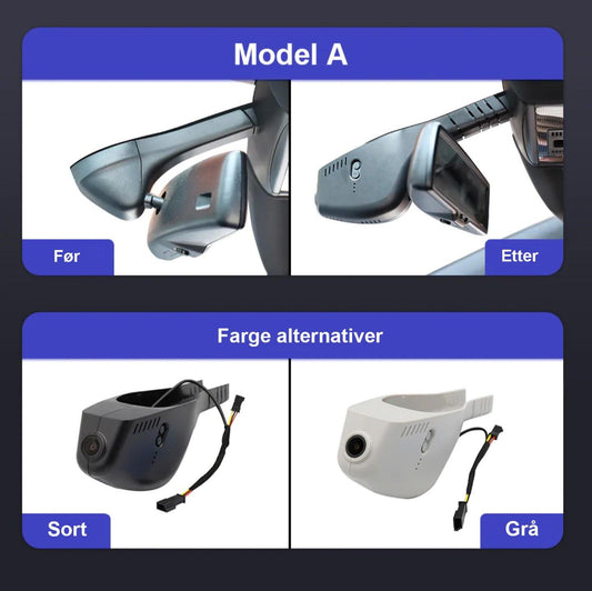 FITCAMX Integrert 4K Dashcam (front) - VW/Skoda (2015 -->) "Model A" Sort - Bilfreak AS