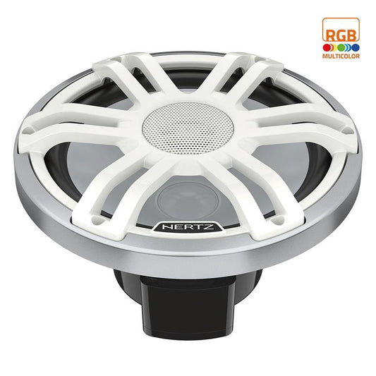 Hertz HMX8SLDG 8" koaxial 2-v hvit LED - Sprutsikker IP65, 200W RGB LED-lys - Varenr: HMX8SLDSW - Bilfreak AS