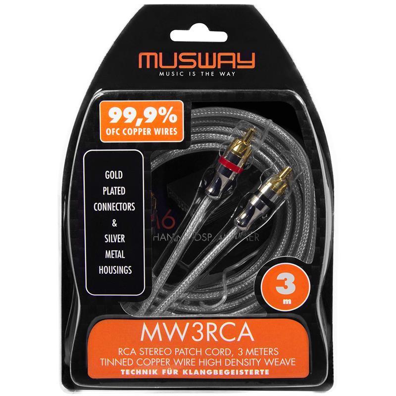 Musway RCA signalkabel, 3 Meter - Dobbeltskjermet RCA kabel - Bilfreak AS