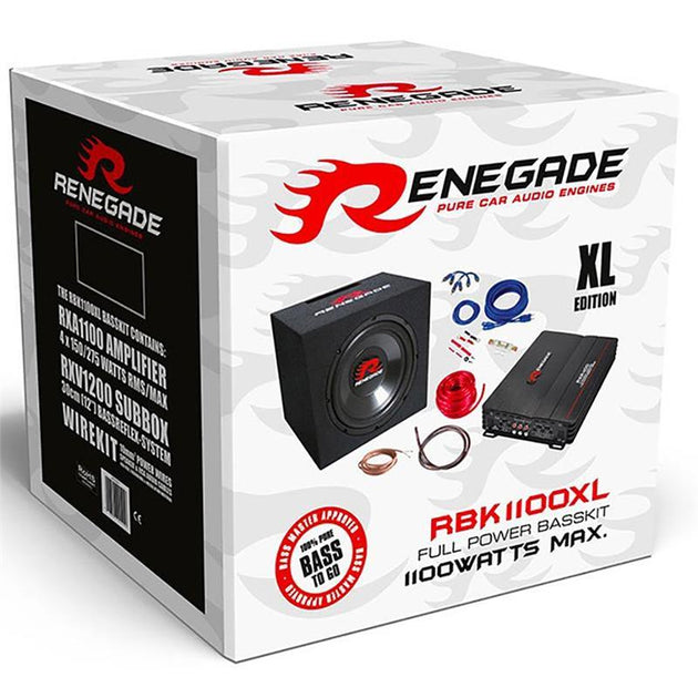 Renegade 12" Basskit komplett - RXV1200 + RXA1100S + REN10KIT - Varenr: RBK1100XL - Bilfreak AS