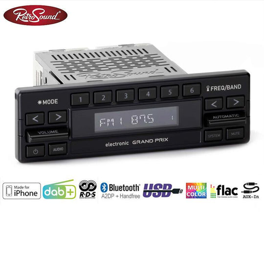 RetroSound Grand Prix DAB+ radio - AUX/BT/2 x USB/3 x linjeutganger - Bilfreak AS