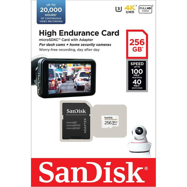 Sandisk 256GB High Endurance SD kort - Designet for dashcam! - Varenr: SANDISKHE256 - Bilfreak AS